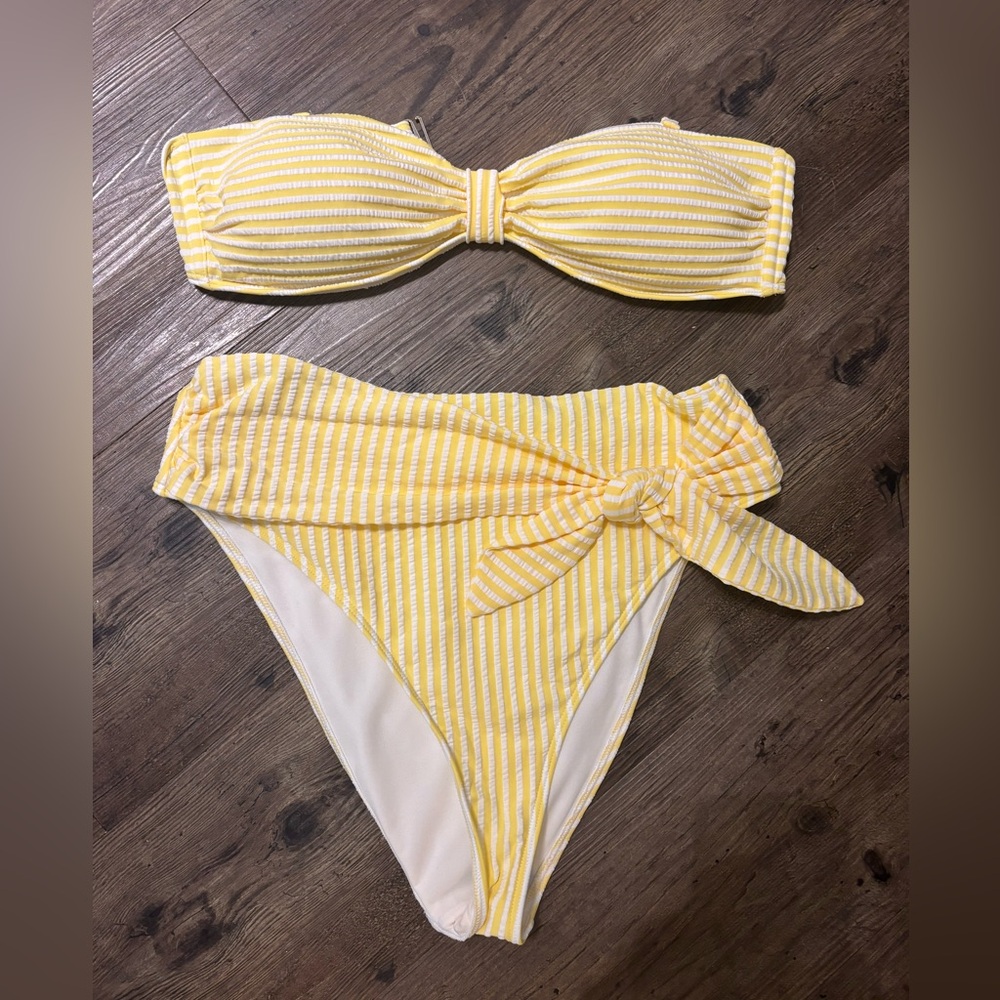 Abercrombie Yellow Striped Bikini Set - size M - High Rise